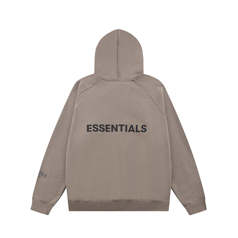 ESS Silicone Letter Zipper Fleece-lined100% Cotton Hooded Sweater