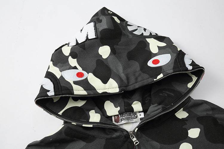 Bp5012 BAPE classic multi-color embroidery hooded cardigan