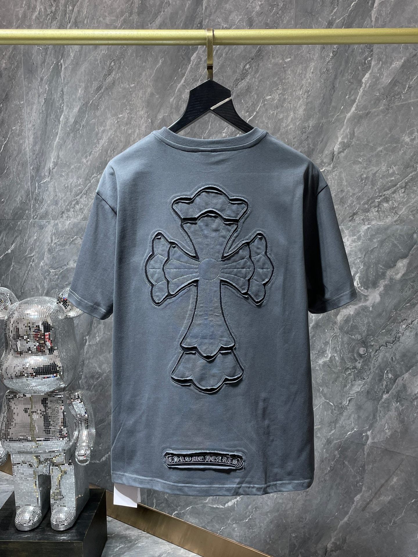Chrome Hearts Embroidery Hollow Cross Double Yarn Short Sleeve T-shirt