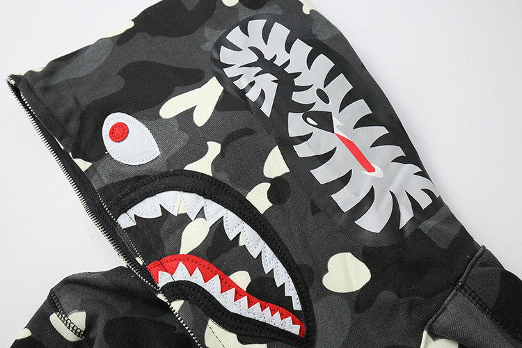 Bp5012 BAPE classic multi-color embroidery hooded cardigan