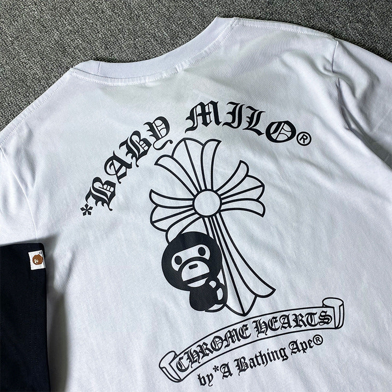 BAPE Short Sleeve T-shirt Cross Little Monkey