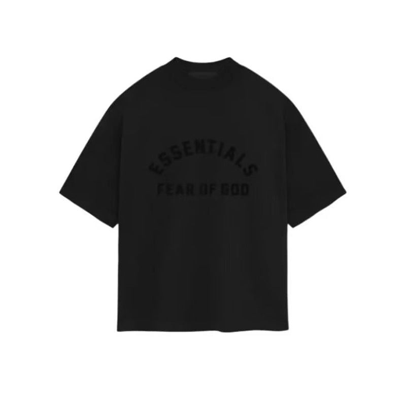 ESS **Half Arc 24ss Spring Silicone Letter 380gsm Heavy Crew Neck 100% Cotton Short Sleeve T-shirt