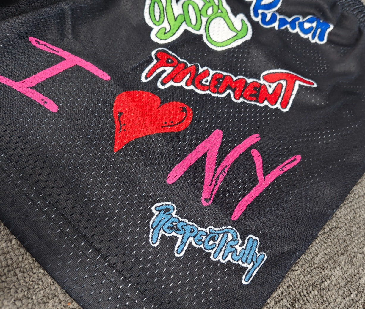 Eric Emanuel Black Graffiti Mesh Sports Shorts for Men