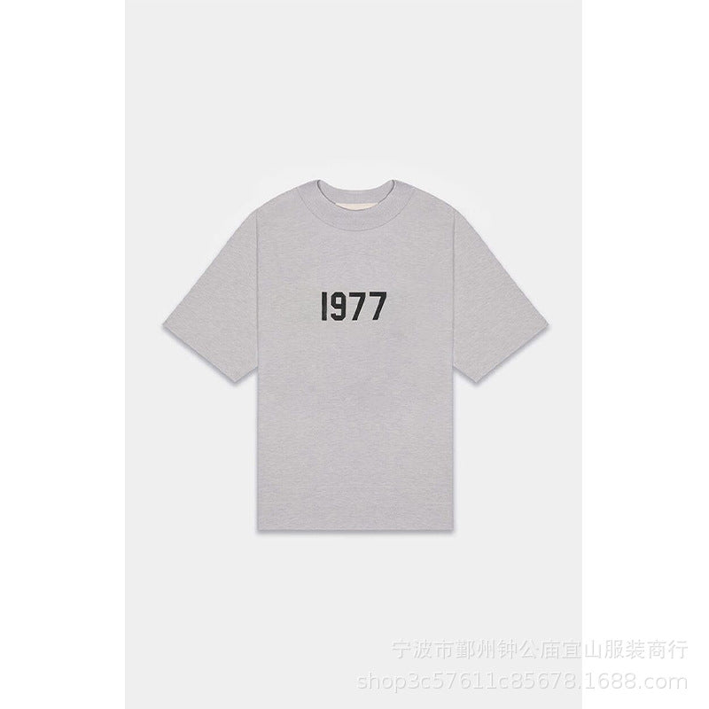 2022SS Short Sleeve T-Shirt 1977 Flocking Print ESSENTIALS Trendy Brand T-Shirt