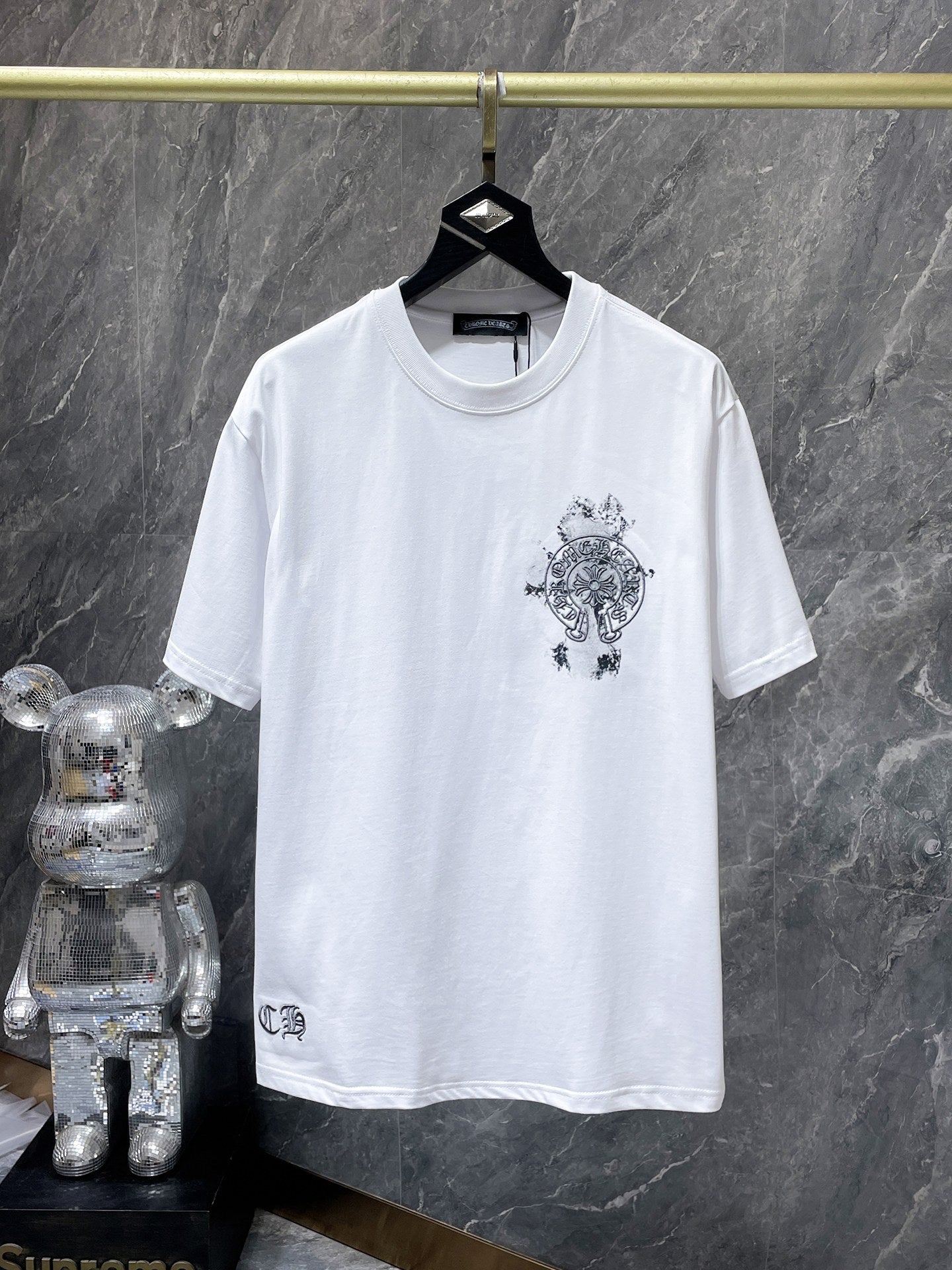 Chrome Hearts T-shirt Horseshoe Sanskrit Cross round Neck Short Sleeve