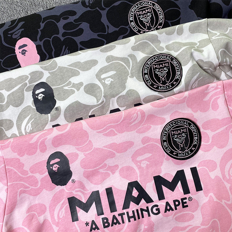 BAPE Sports Short-Sleeved T-shirt Ape Joint Name Miami Miami