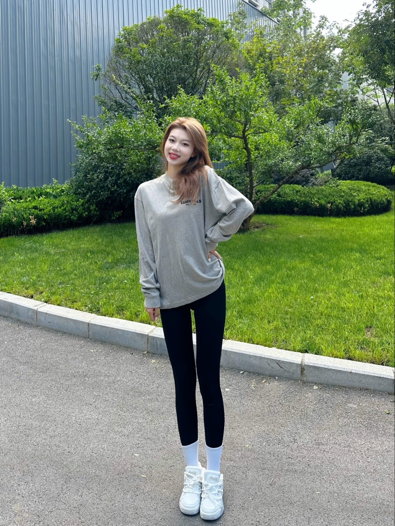 Top Ess** Flocking Letter Crew Neck 100% Cotton Long Sleeve T-shirt Fog Men and Women