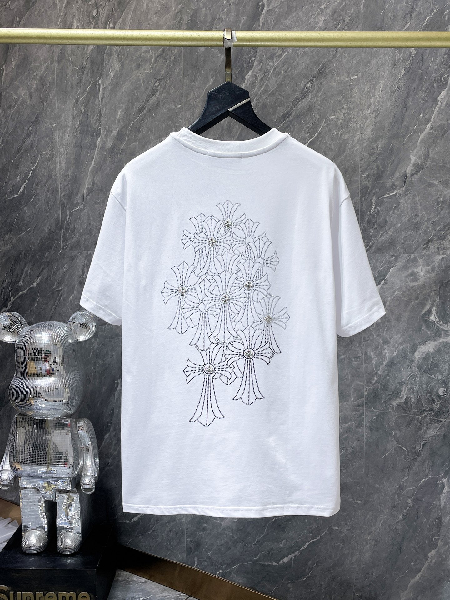 Chrome Hearts T-shirt Horseshoe Sanskrit Cross round Neck Short Sleeve