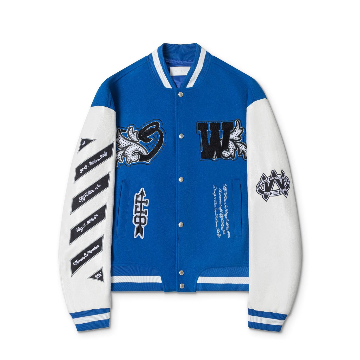 Off-White Patchwork Baseball Jacket Unisex Youth Street Fashion Jacket Coat