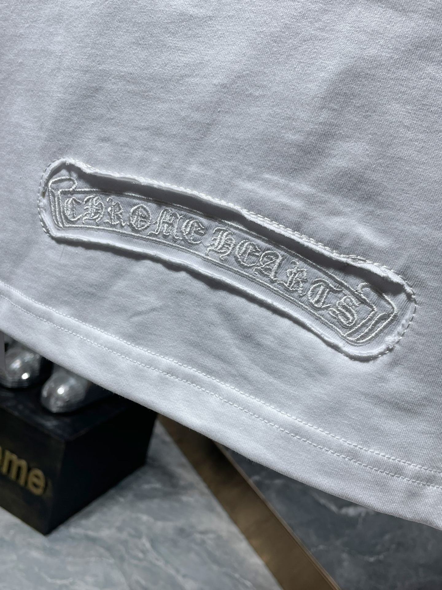 Chrome Hearts Embroidery Hollow Cross Double Yarn Short Sleeve T-shirt