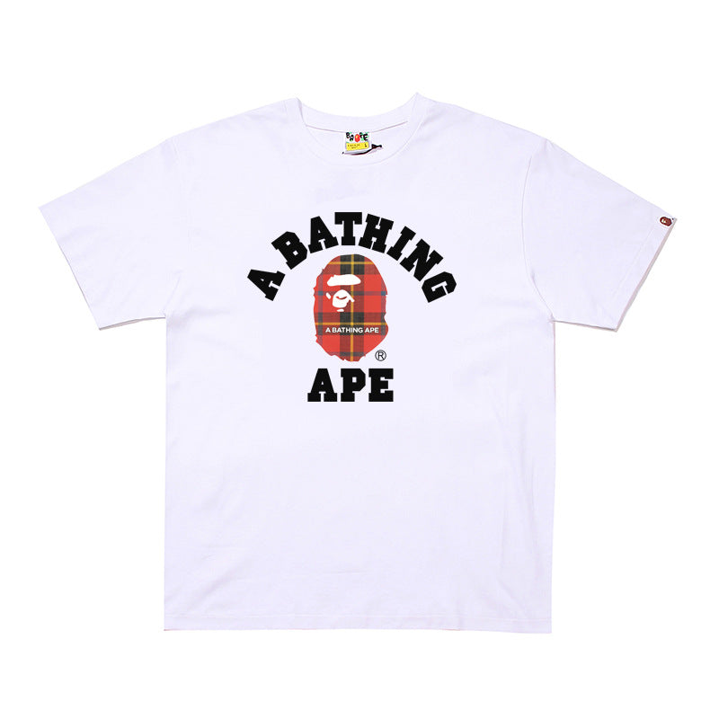 BP2001 Bape Original  Street Cotton Loose Couple Casual T-shirt Short Sleeve Shirt
