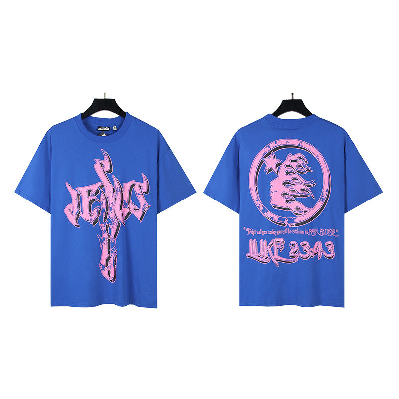 HS6008 High Street Hellstar Retro 100% Cotton Loose Short Sleeve T-shirt for Men and Women