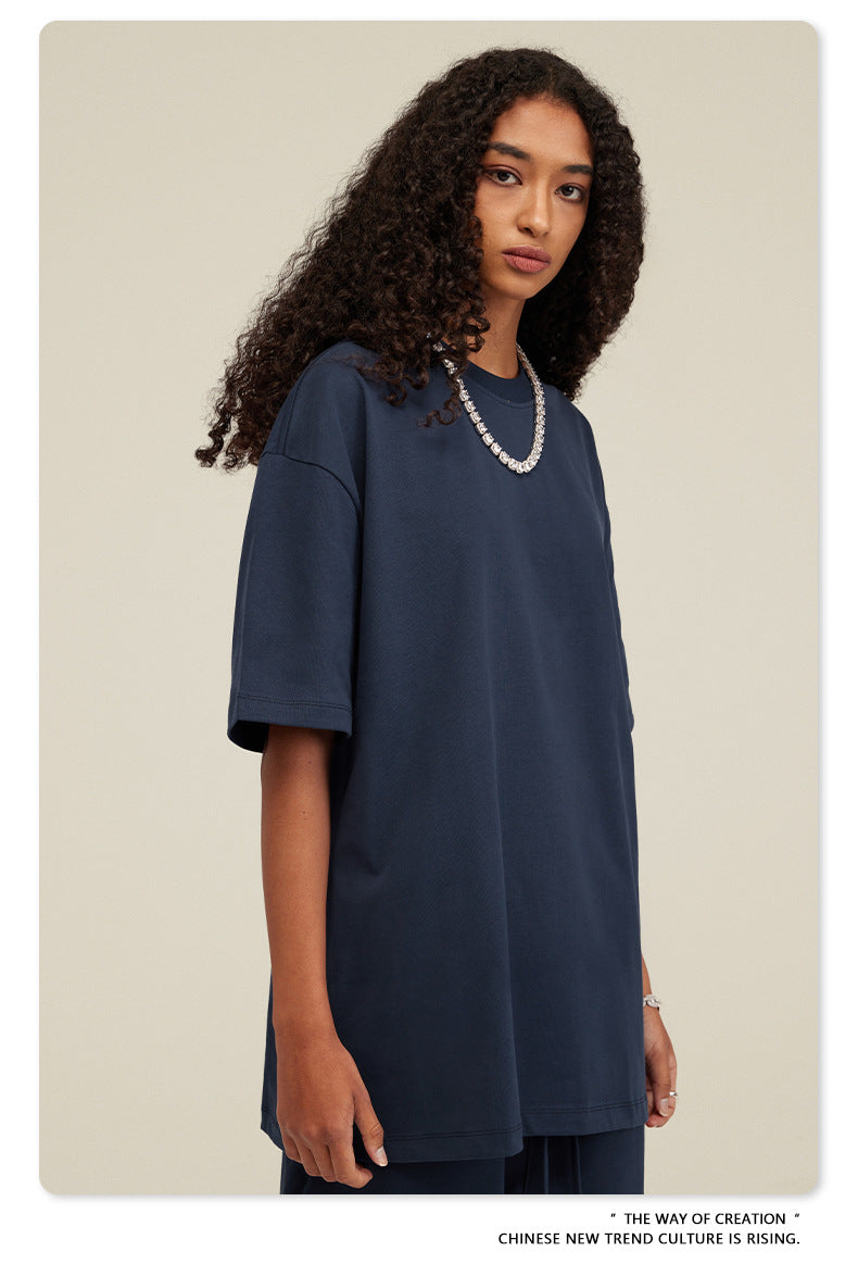 Be Men's 2024 Spring and Summer 305G Heavy T-shirt Men's American Cotton Fashion Brand Solid Color Short Sleeve Teen T-shirt