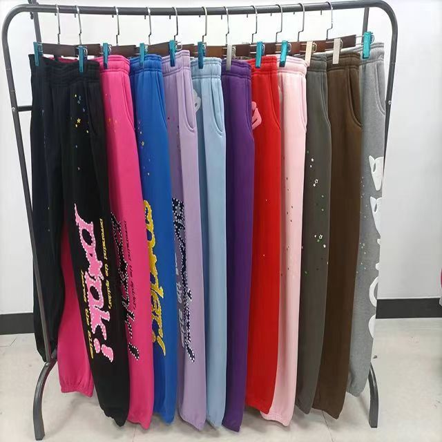 420G Heavy Cotton Fleece-lined Thick Sp5der Trendy Sweatpants