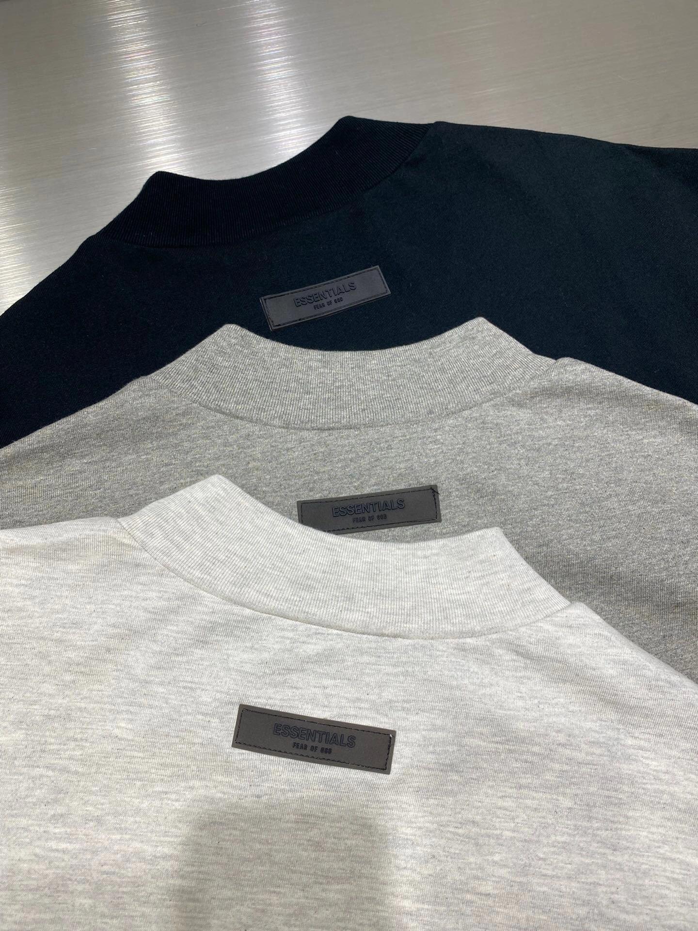 Top Ess** Flocking Letter Crew Neck 100% Cotton Long Sleeve T-shirt Fog Men and Women