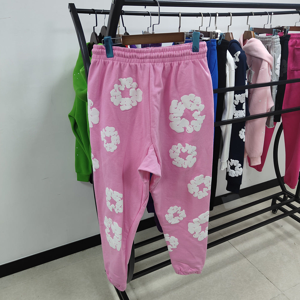 DENIM Puffy Printed 430gsm 100% Cotton Long Pants Sweater for women and men