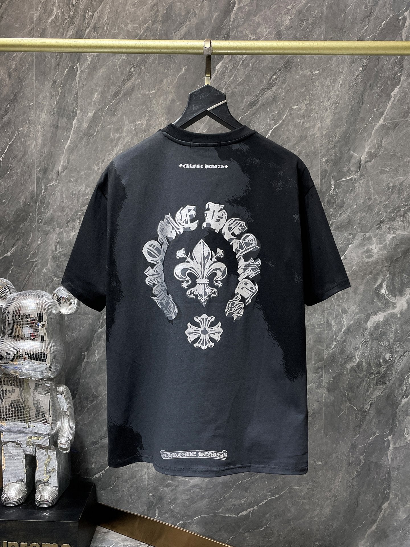 Chrome Hearts T-shirt Horseshoe Sanskrit Cross round Neck Short Sleeve