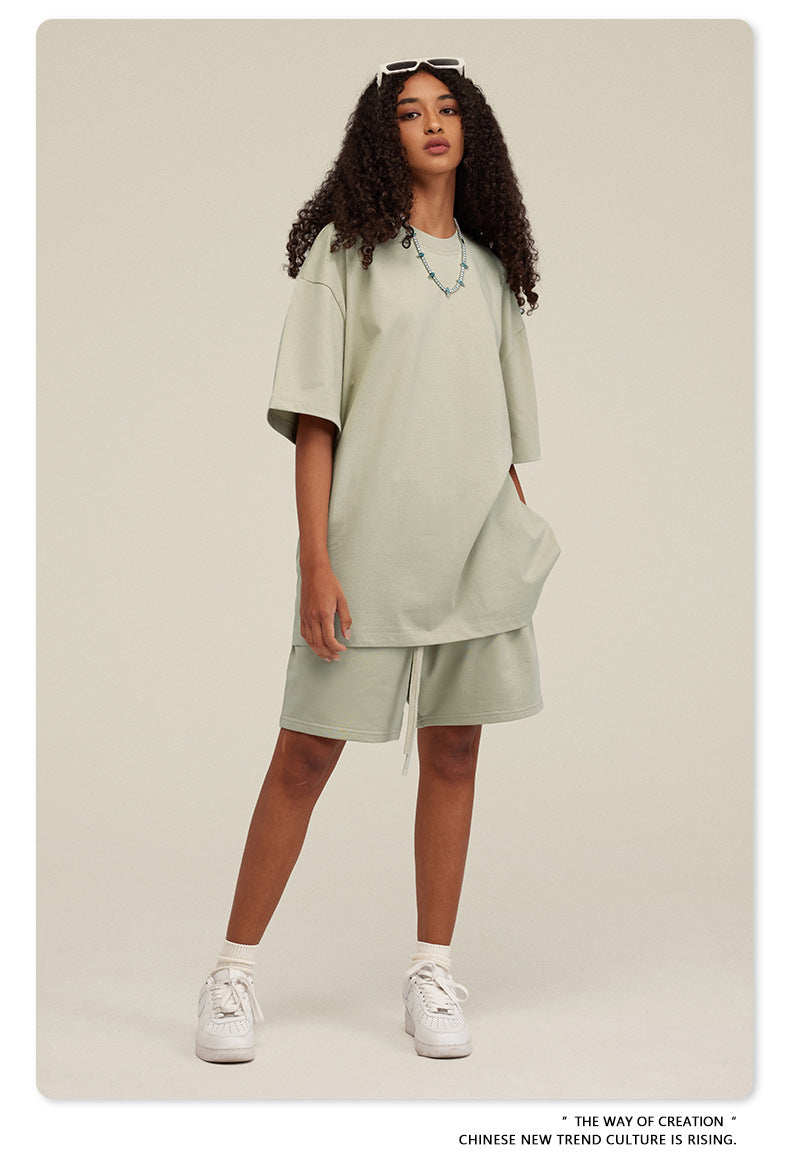 Be Men's 2024 Spring and Summer 305G Heavy T-shirt Men's American Cotton Fashion Brand Solid Color Short Sleeve Teen T-shirt