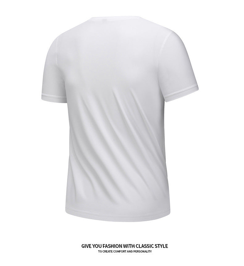 Ice silk short sleeve T T-shirt Men's Summer Loose round Neck Half Sleeve T T Shirt Top Breathable Quick-Drying Exercise Short Sleeves Men's Clothing