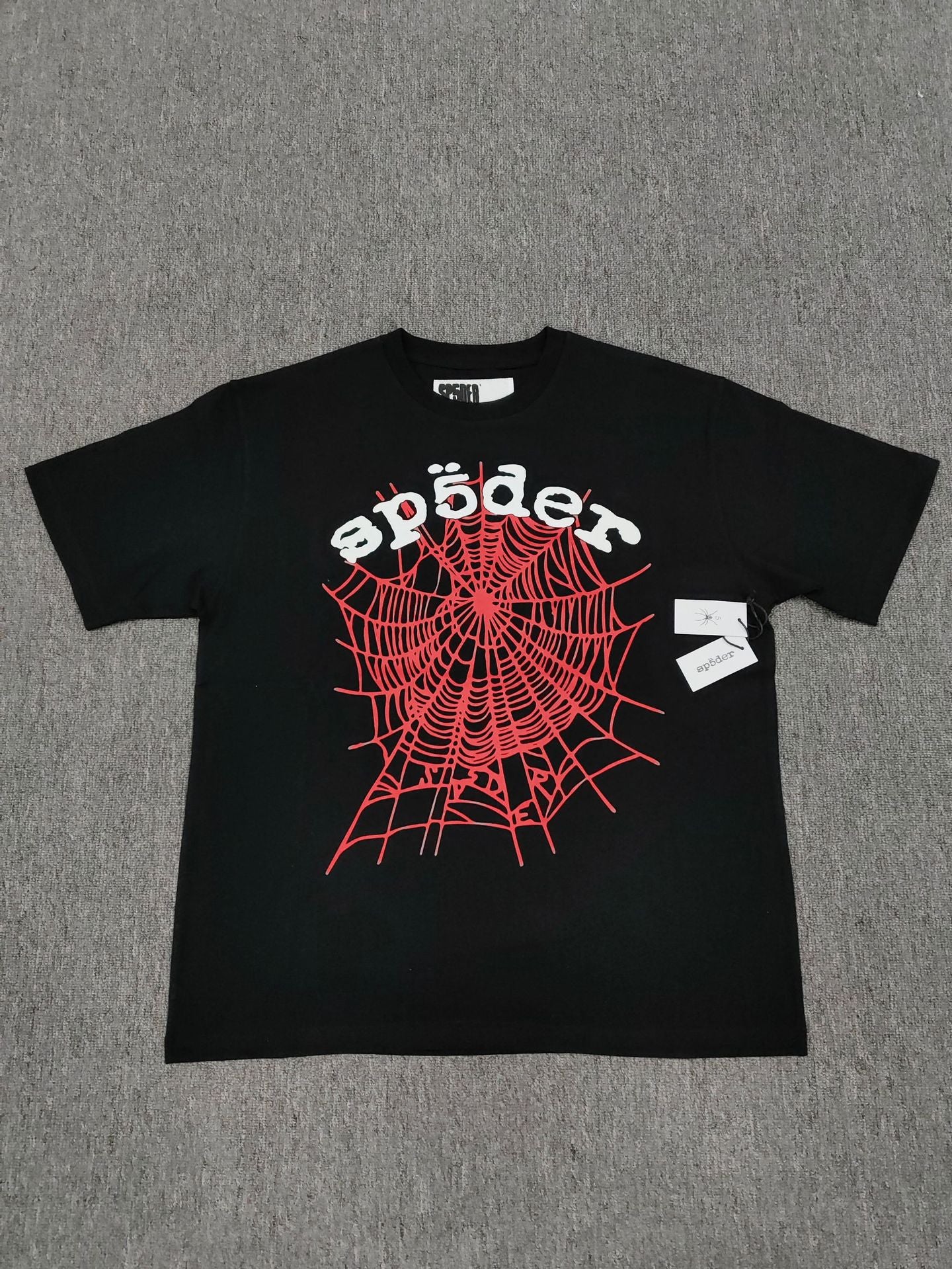 SP4001 sp5der T-shirt Letter Spider Web Short Sleeve Men's T-shirt