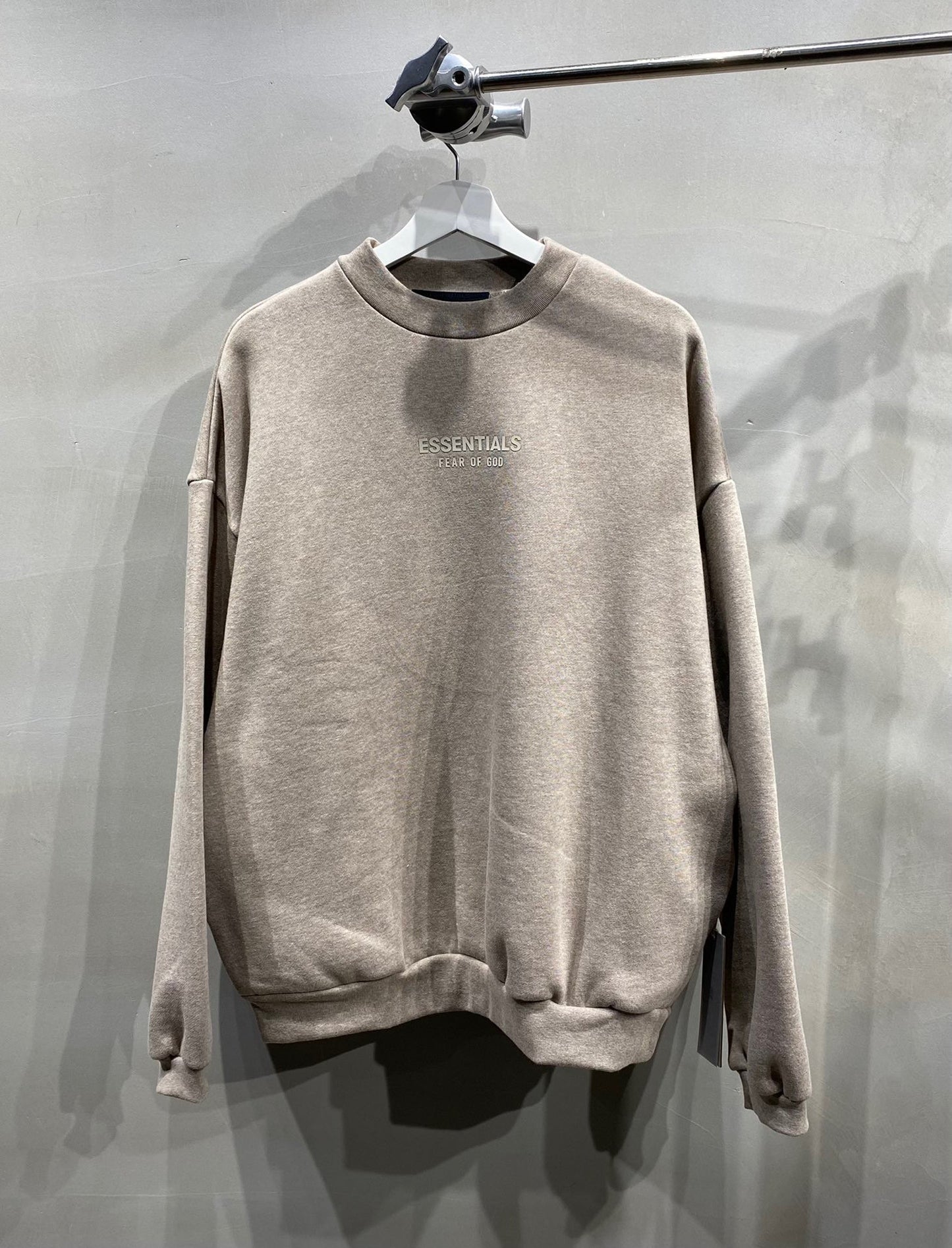 ESS Letter Fog Loose Fleece-lined Crew Neck Pullover Sweatshirt American Fashion Brand Men