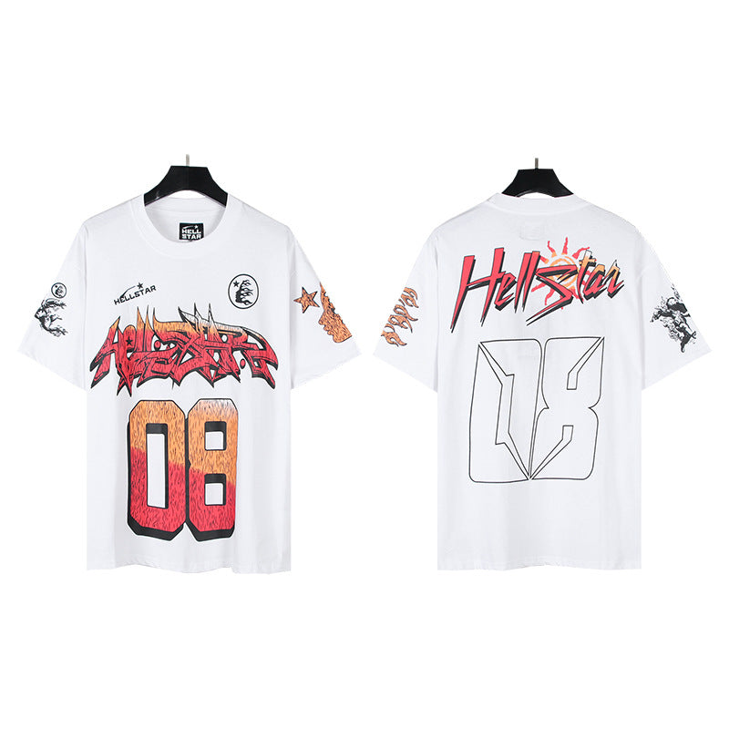 HS6008 High Street Hellstar Retro 100% Cotton Loose Short Sleeve T-shirt for Men and Women