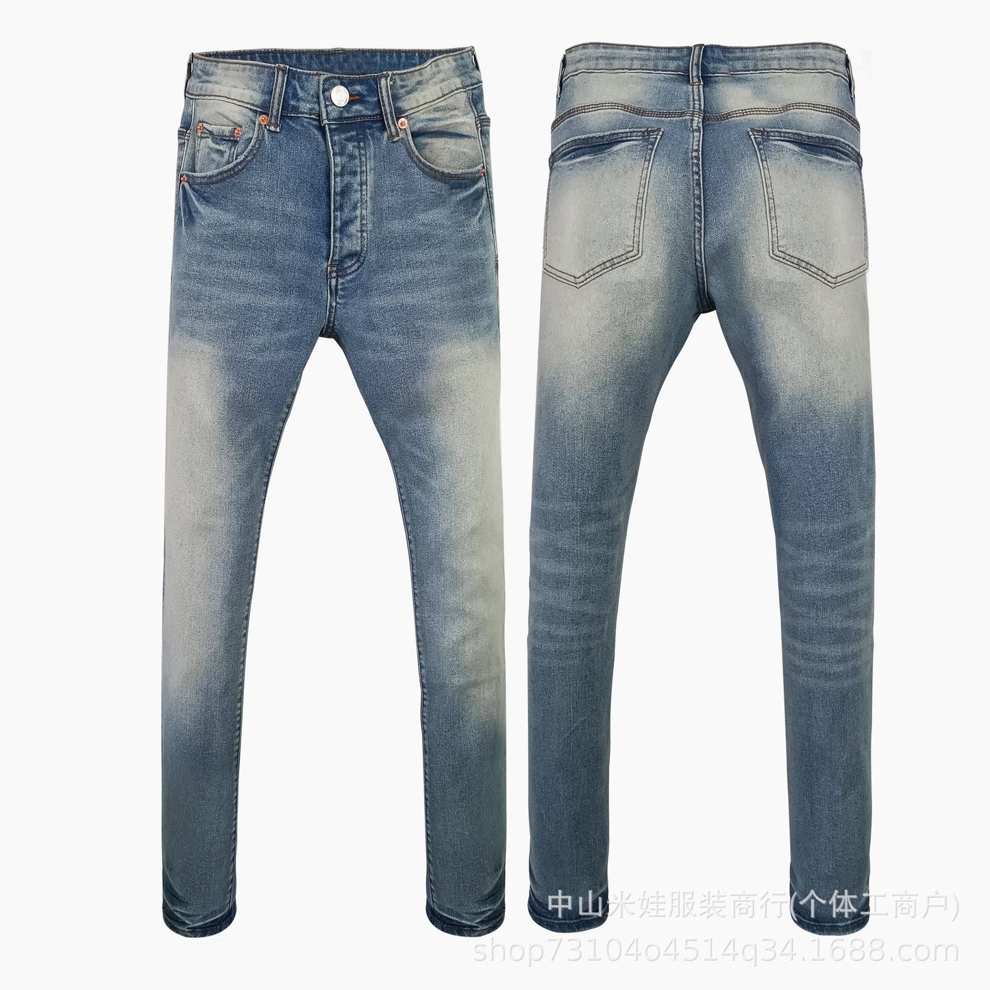 Pp6610 Purple Jeans American Style Hip Hop Ripped Splash-Ink Jeans