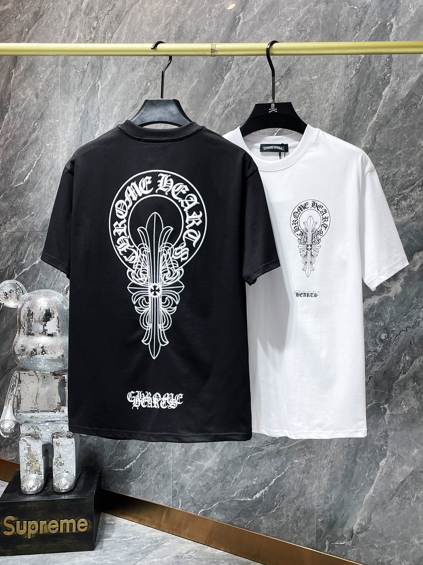 Chrome Hearts T-shirt Horseshoe Sanskrit Cross round Neck Short Sleeve