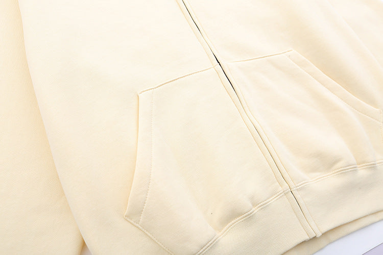 ESS Silicone Letter Zipper Fleece-lined100% Cotton Hooded Sweater