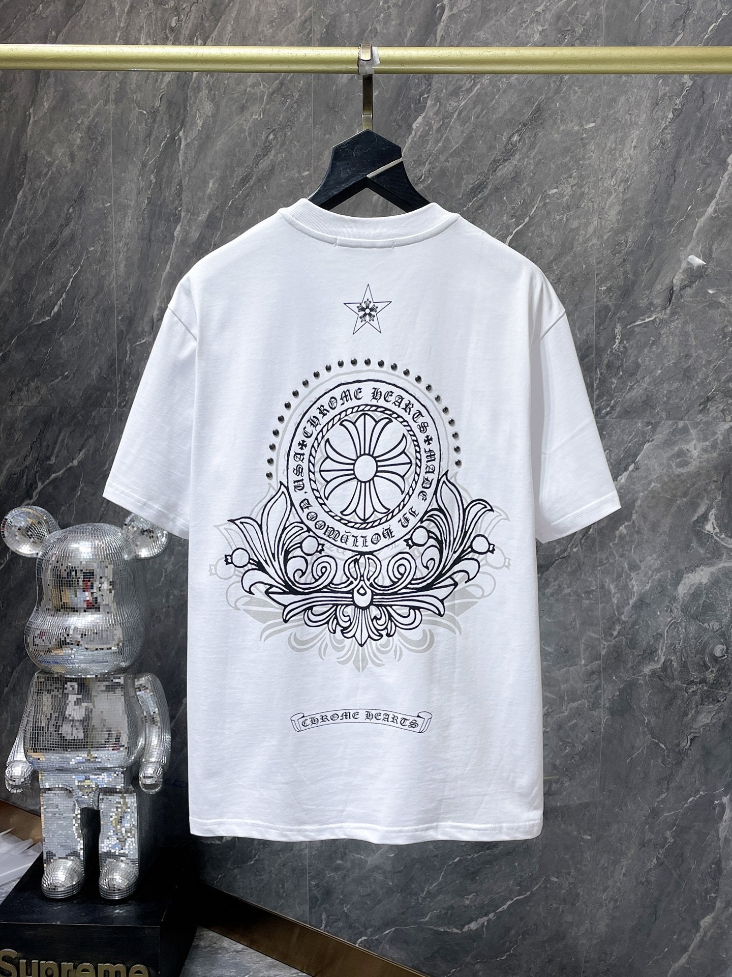 Chrome Hearts T-shirt Horseshoe Sanskrit Cross round Neck Short Sleeve