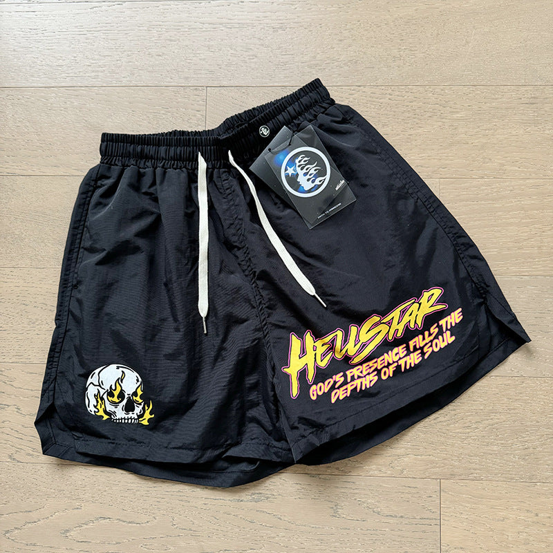 HS8008 Hellstar sets Heavy Industry Washed and WornShort-Sleeved T-shirt Sports Shorts Suit