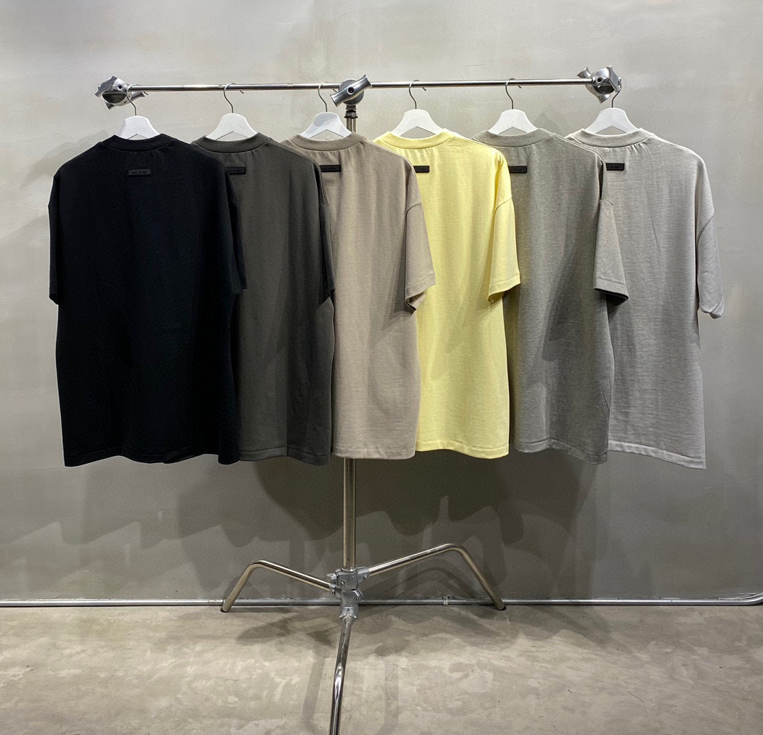 ESS **Half Arc 24ss Spring Silicone Letter 380gsm Heavy Crew Neck 100% Cotton Short Sleeve T-shirt