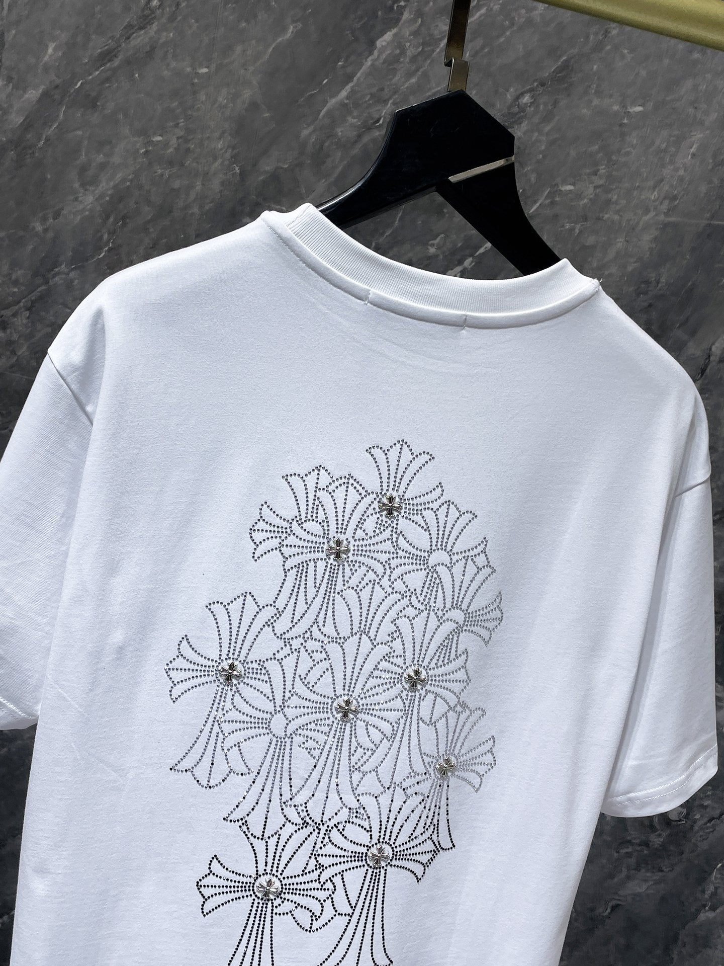 Chrome Hearts T-shirt Horseshoe Sanskrit Cross round Neck Short Sleeve