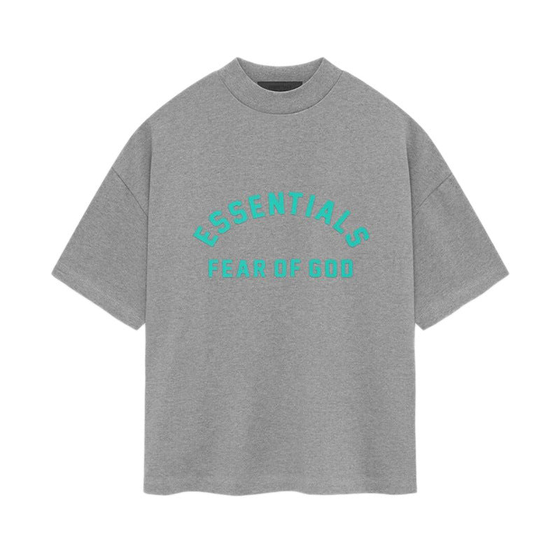 ESS **Half Arc 24ss Spring Silicone Letter 380gsm Heavy Crew Neck 100% Cotton Short Sleeve T-shirt