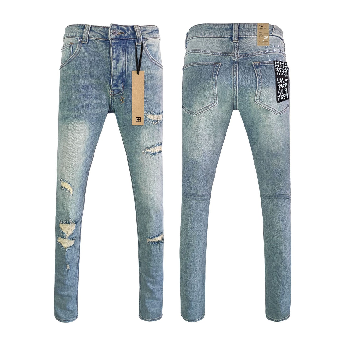 Ksubi001 Jeans Straight Ripped Stretch American High Street Casual Men's Jeans