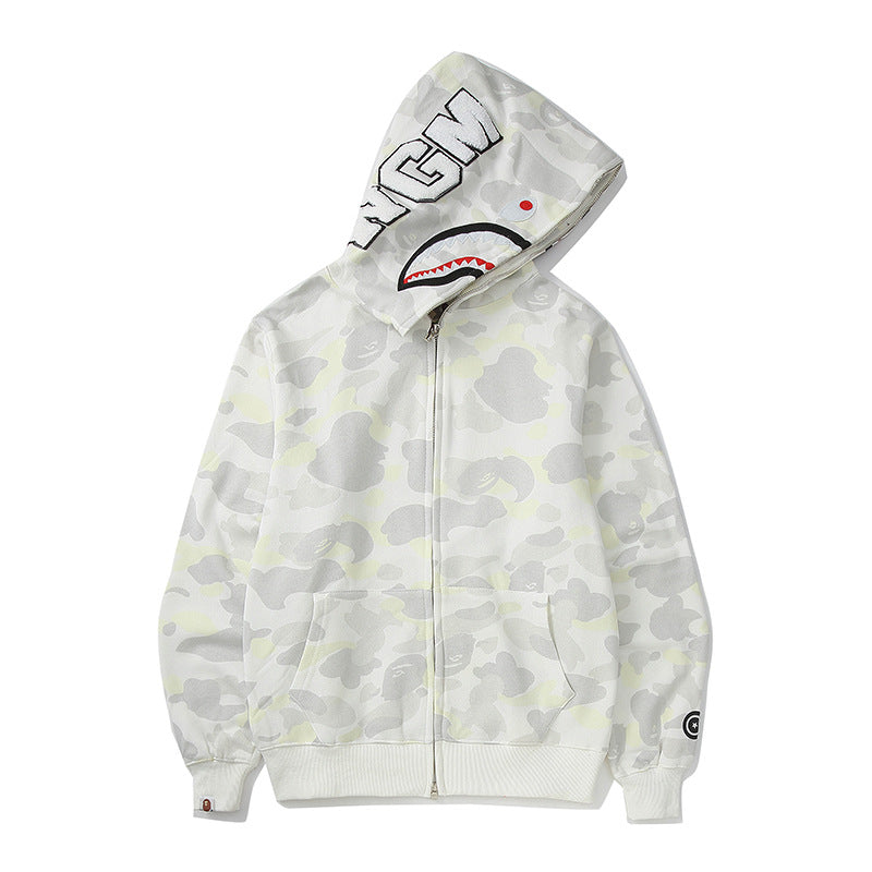Bp5012 BAPE classic multi-color embroidery hooded cardigan