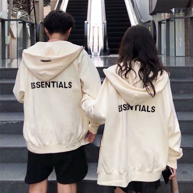 ESS Silicone Letter Zipper Fleece-lined100% Cotton Hooded Sweater