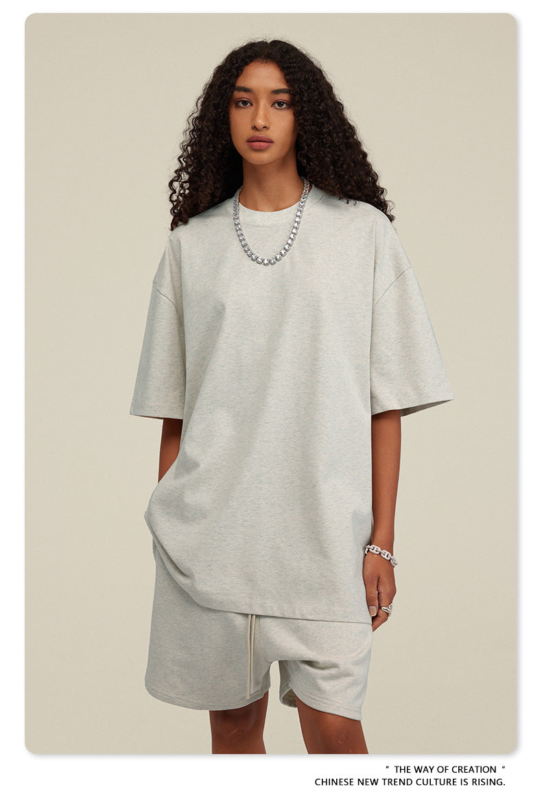 Be Men's 2024 Spring and Summer 305G Heavy T-shirt Men's American Cotton Fashion Brand Solid Color Short Sleeve Teen T-shirt