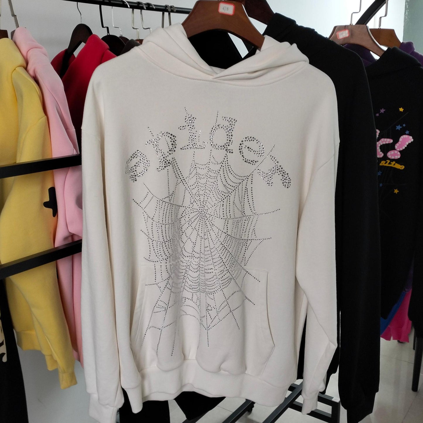 顶级 430gsm Sp5der 连帽衫 100% 纯棉男女连帽衫