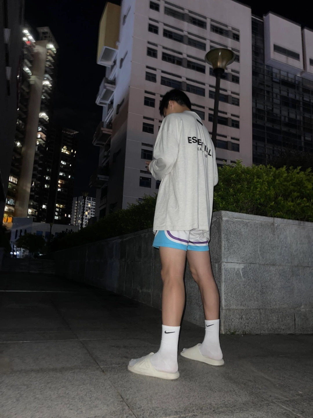 Top Ess** Flocking Letter Crew Neck 100% Cotton Long Sleeve T-shirt Fog Men and Women