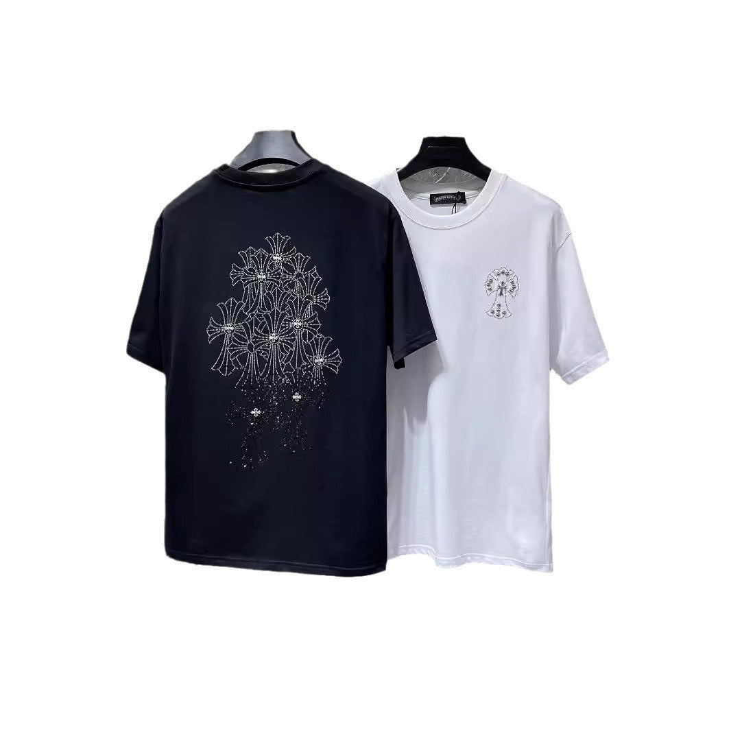 Chrome Hearts T-shirt Horseshoe Sanskrit Cross round Neck Short Sleeve