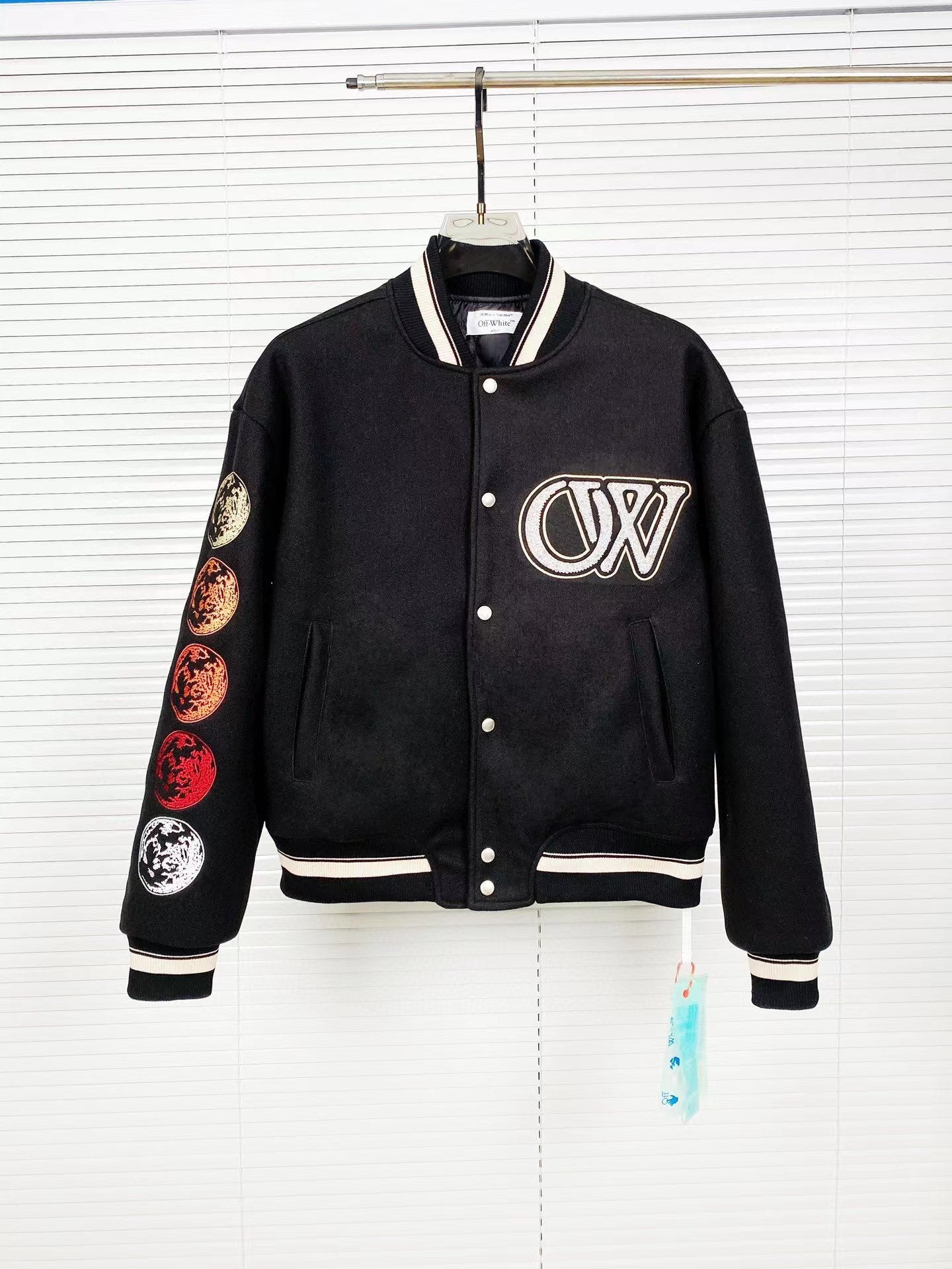 Off-White Patchwork Baseball Jacket Unisex Youth Street Fashion Jacket Coat