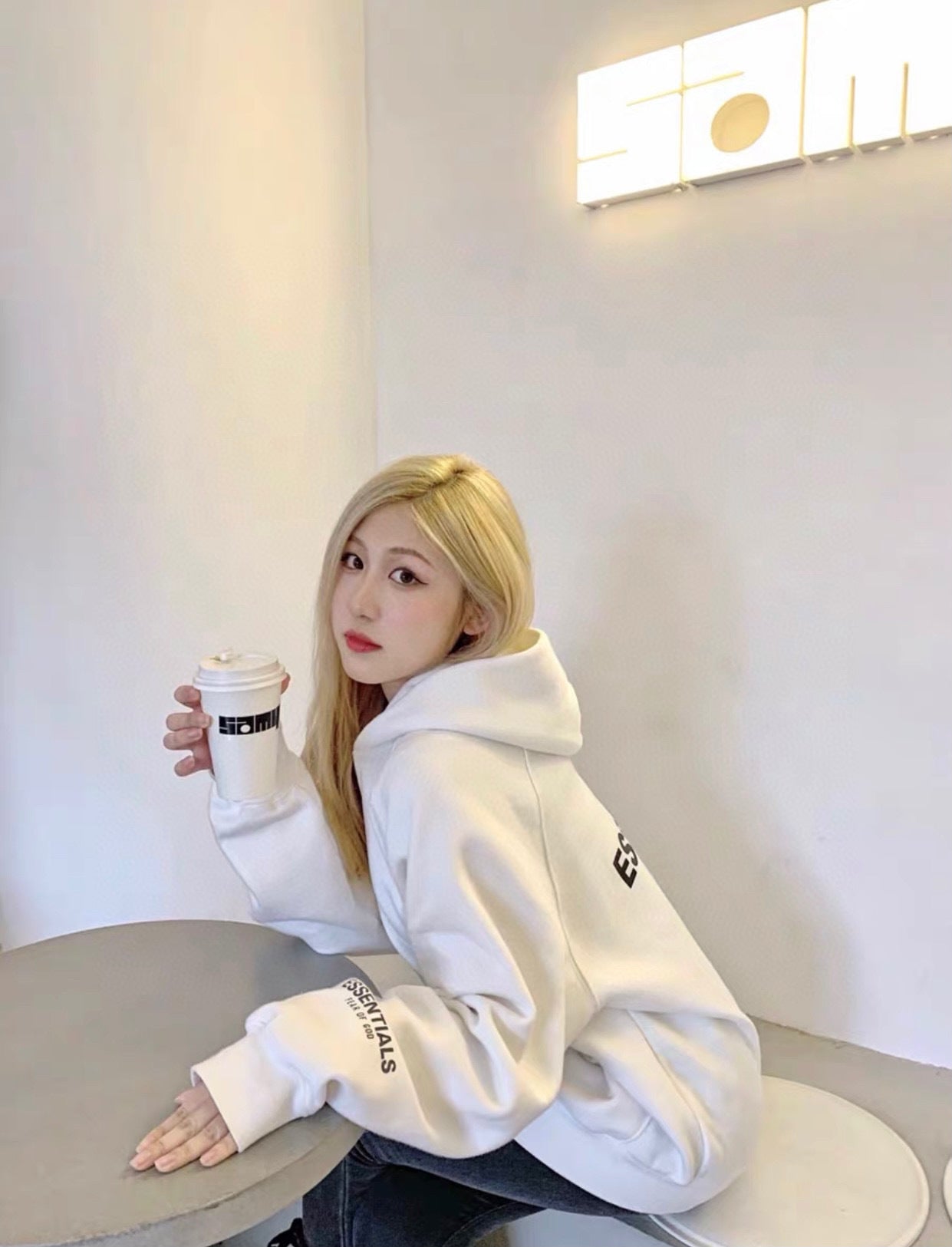 ESS Silicone Letter Zipper Fleece-lined100% Cotton Hooded Sweater