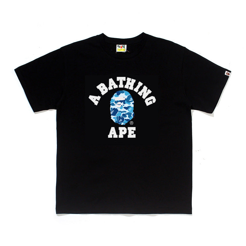BP2001 Bape Original  Street Cotton Loose Couple Casual T-shirt Short Sleeve Shirt