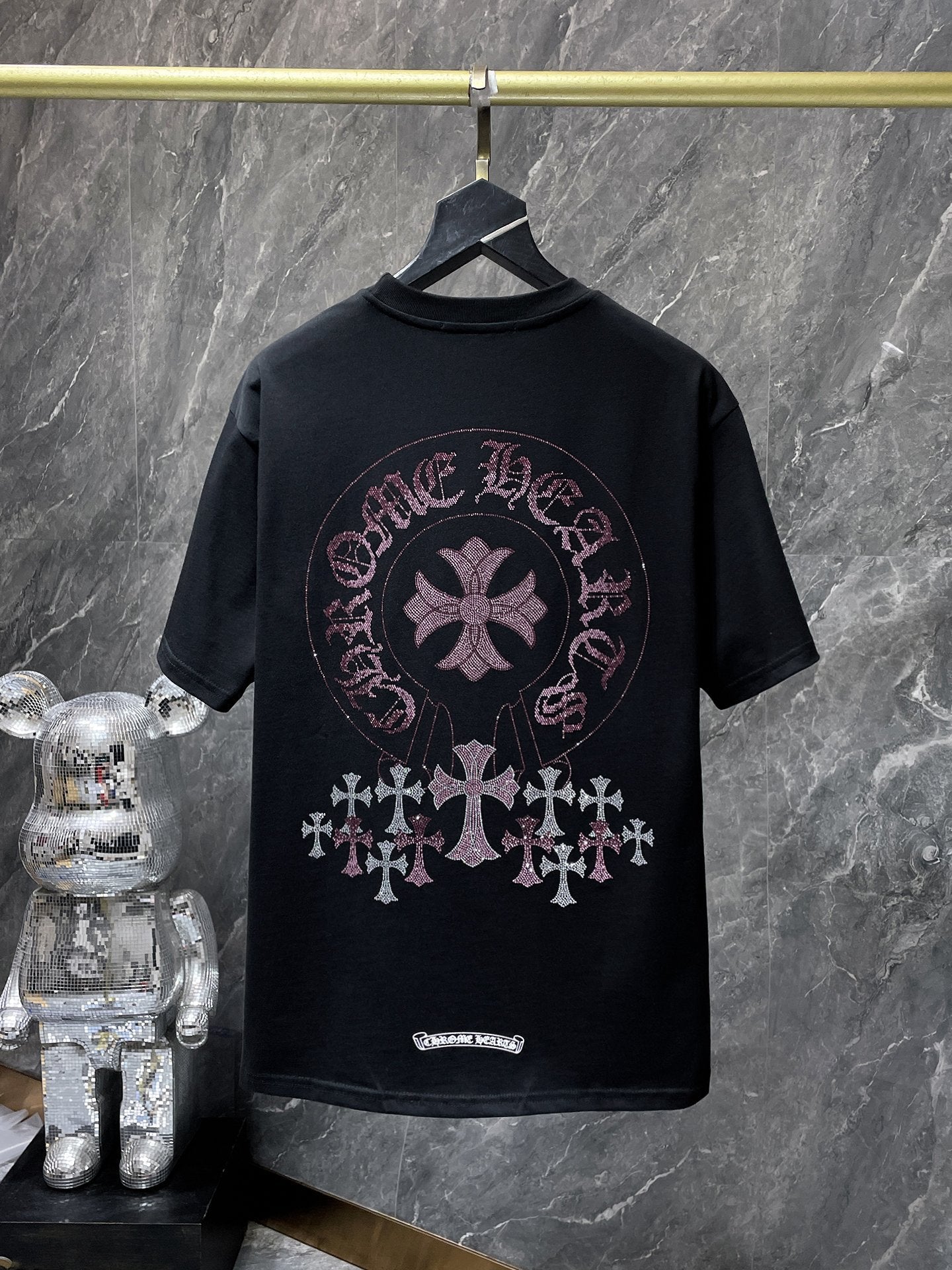 Chrome Hearts T-shirt Horseshoe Sanskrit Cross round Neck Short Sleeve