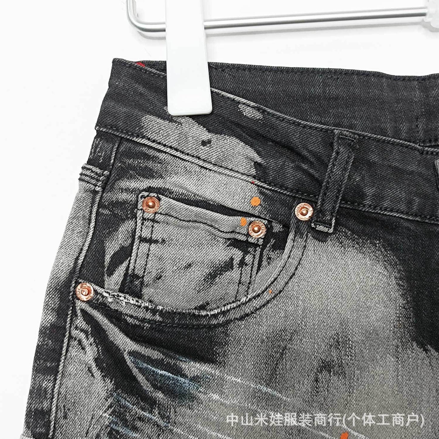 Purple Jeans Splatter Ink Black Jeans