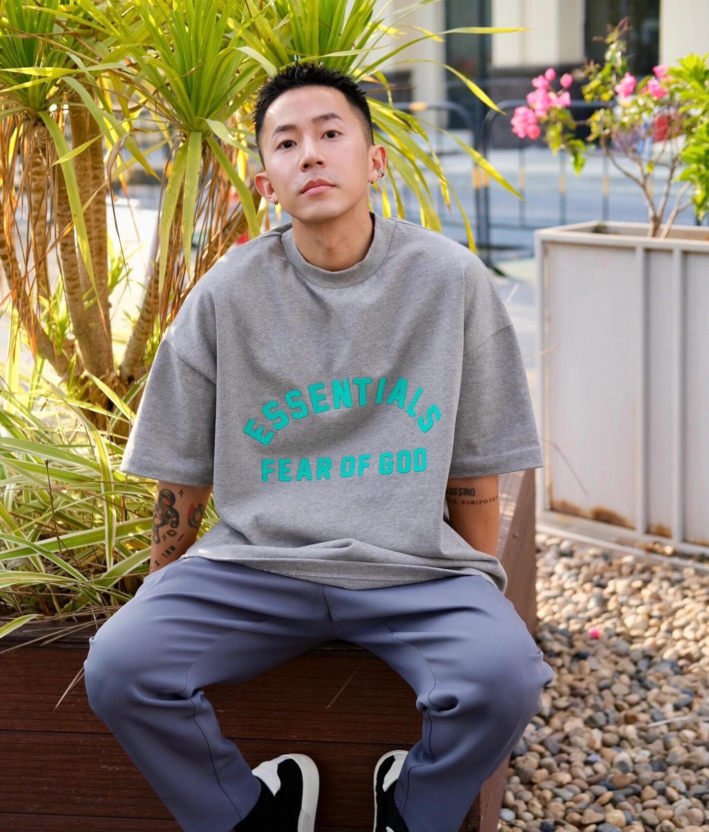 ESS **Half Arc 24ss Spring Silicone Letter 380gsm Heavy Crew Neck 100% Cotton Short Sleeve T-shirt