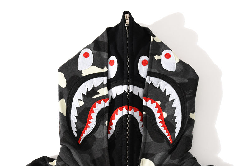 BAPE Shark Shark Head Double Hood Sweater Luminous Spots