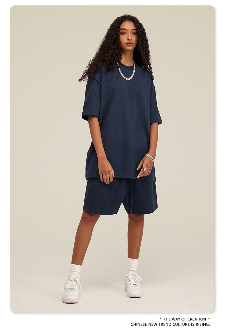 Be Men's 2024 Spring and Summer 305G Heavy T-shirt Men's American Cotton Fashion Brand Solid Color Short Sleeve Teen T-shirt