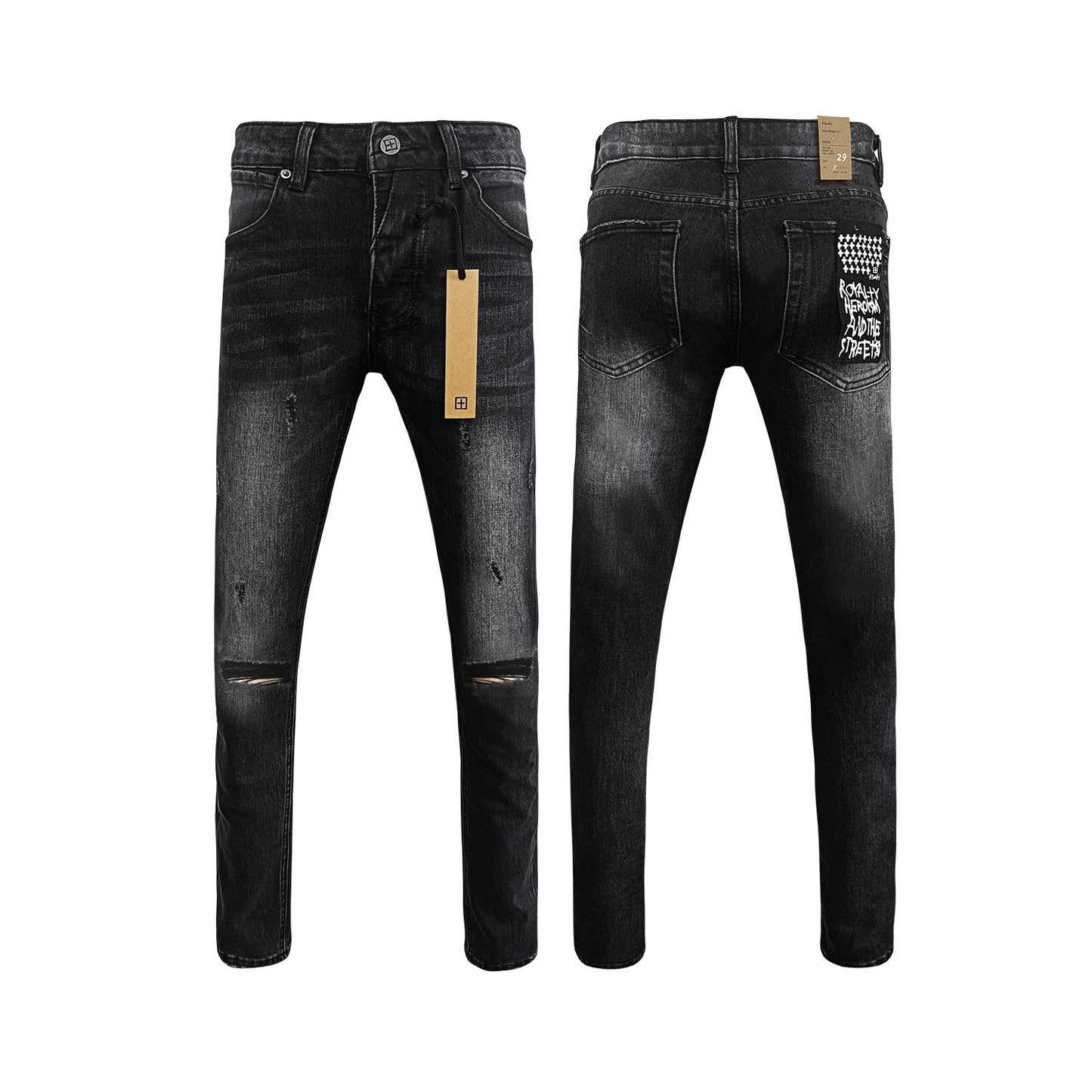 KSB901 Jeans straight-leg Ripped Stretch American High Street Casual Men's Jeans
